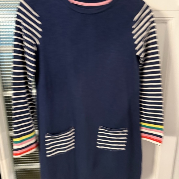 Mini Boden Navy Dress W/ Striped Pockets & Sleeves Sz 11-12 Yrs - Picture 9 of 10